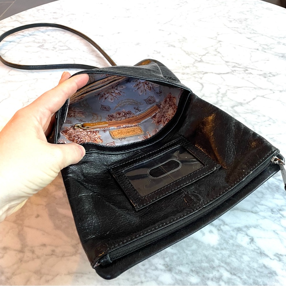 HOBO International Genuine Leather Crossbody Bag Shiny Patent Y2K Small Black - Picture 4 of 6